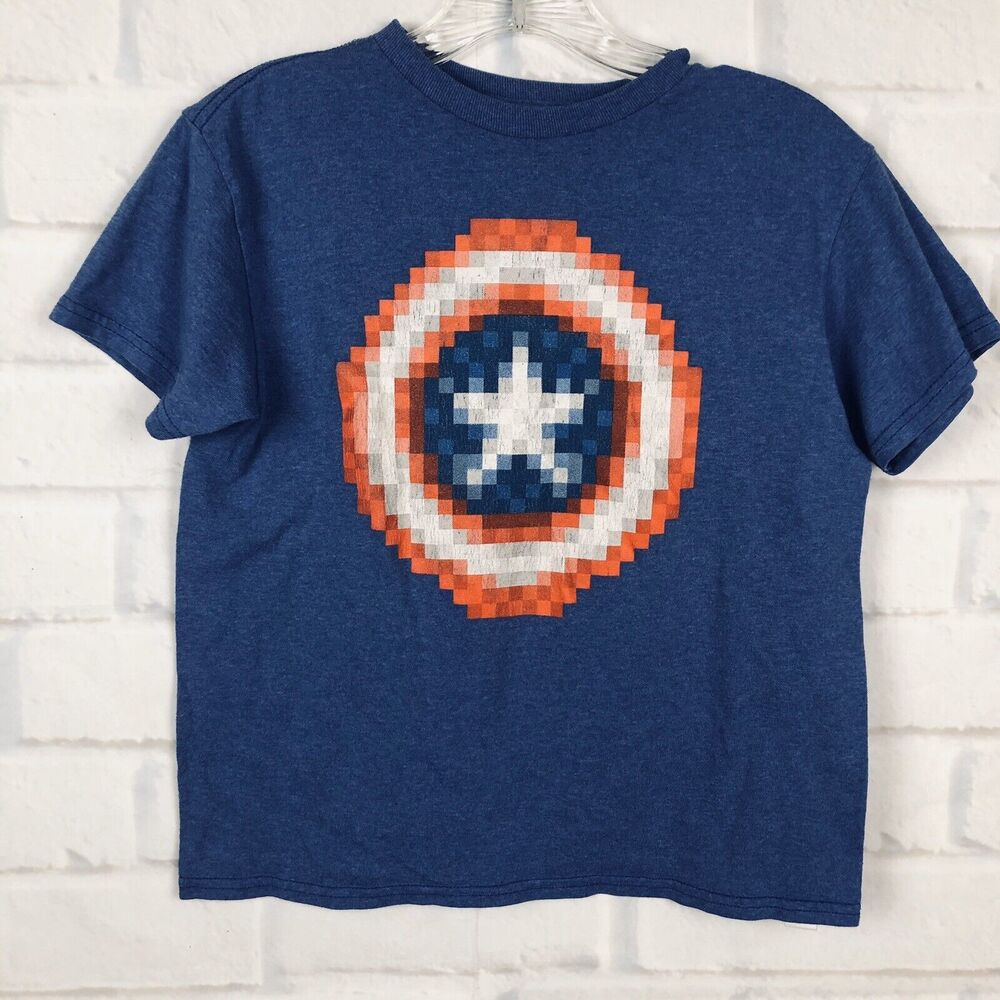 Marvel Captain America - Shield -Boy’s Sz L 10/12 Grey T-Shirt Graphic Tee - Picture 2 of 5